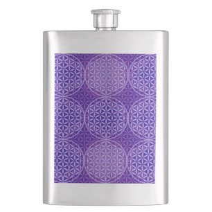 Flower of Life - stamp pattern - purple Hip Flask
