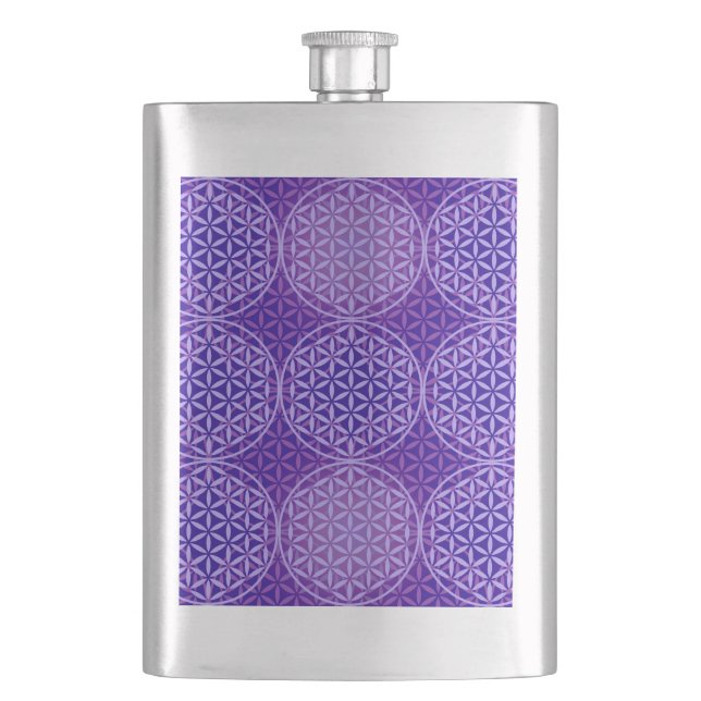 Flower of Life - stamp pattern - purple Hip Flask (Front)
