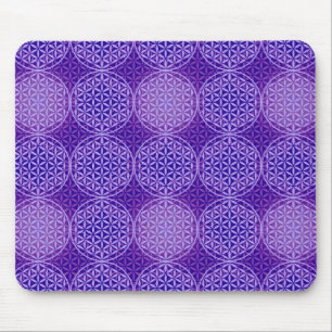 Flower of Life - stamp pattern - purple Mouse Mat