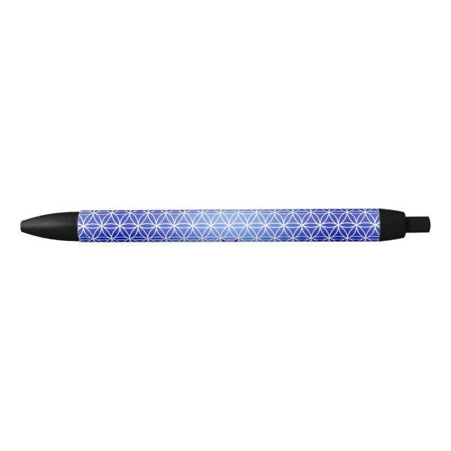 Flower Of Life - stamp seamless pattern - blue Black Ink Pen (Front)