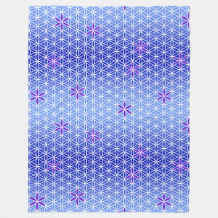 Flower Of Life - stamp seamless pattern - blue Fleece Blanket