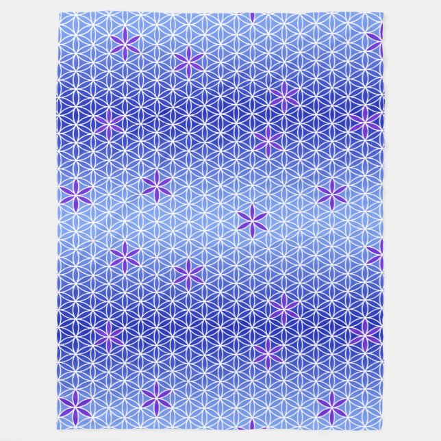 Flower Of Life - stamp seamless pattern - blue Fleece Blanket (Front)