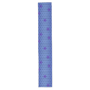 Flower Of Life - stamp seamless pattern - blue Long Table Runner