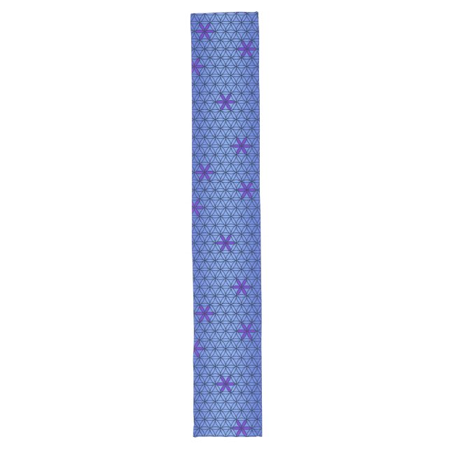 Flower Of Life - stamp seamless pattern - blue Long Table Runner (Front)