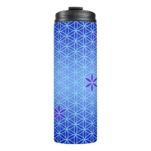 Flower Of Life - stamp seamless pattern - blue Thermal Tumbler