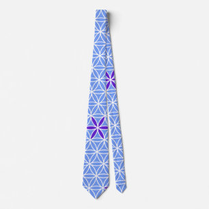Flower Of Life - stamp seamless pattern - blue Tie