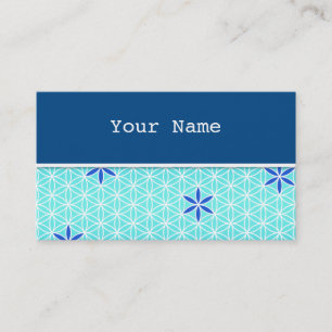 Flower Of Life - stamp seamless pattern - cyan Business Card