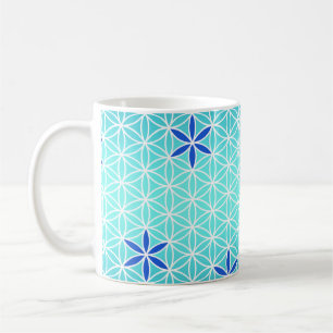 Flower Of Life - stamp seamless pattern - cyan Coffee Mug