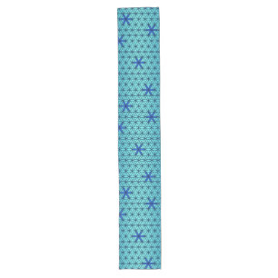 Flower Of Life - stamp seamless pattern - cyan Long Table Runner