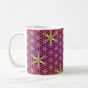 Flower Of Life - stamp seamless pattern - red gold Coffee Mug