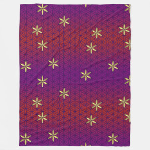Flower Of Life - stamp seamless pattern - red gold Fleece Blanket