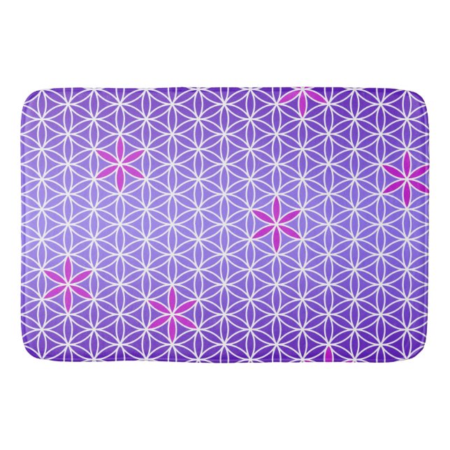 Flower Of Life - stamp seamless pattern - violet Bath Mat (Front)