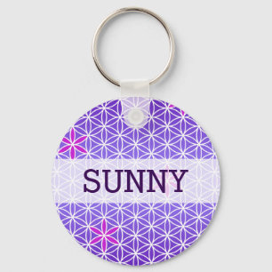 Flower Of Life - stamp seamless pattern - violet Key Ring