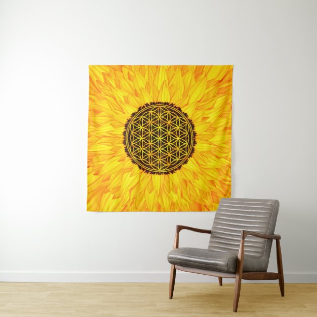 Flower of Life -Sunflower #1 Tapestry (In Situ)
