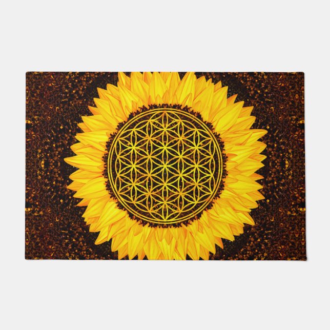 Flower of Life -Sunflower #2 Doormat (Front)