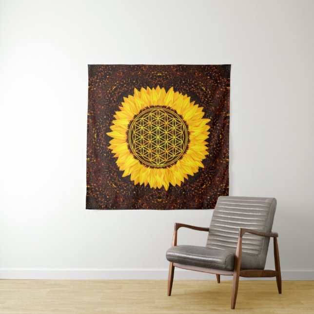 Flower of Life -Sunflower #2 Tapestry (In Situ)