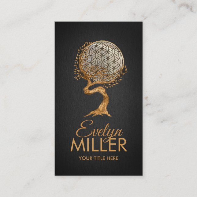  Flower of life tree - mother of pearl and gold Business Card (Front)