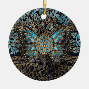 Flower of Life - Tree of life - Butterfly Ceramic Tree Decoration