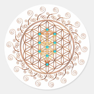 Flower of Life, Tree of Life, Kabbalah, Sephiroth Classic Round Sticker