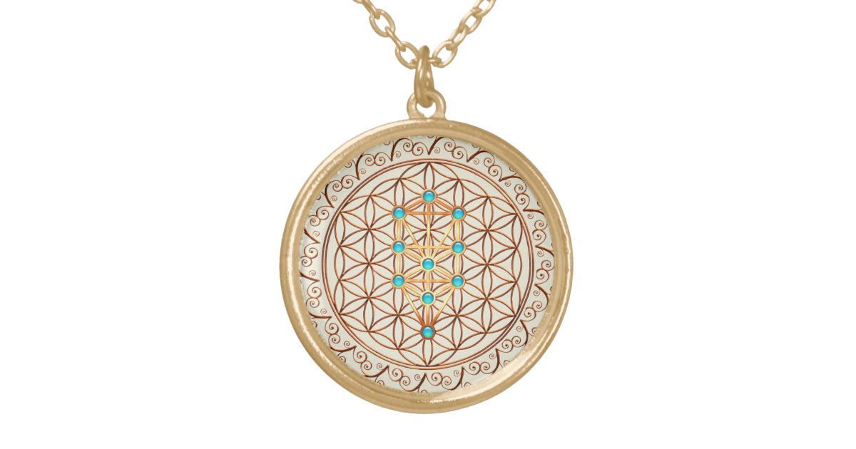 Flower Of Life Tree Kabbalah Sephiroth Gold Plated Flower Of Life Tree Kabbalah Sephiroth Gold Plated Necklace Zazzle Co Uk