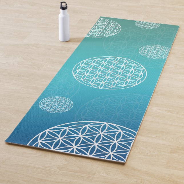 Flower of life turquoise/blue yoga mat (In Situ)