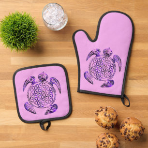 FLOWER OF LIFE - Turtle Magic 3 Oven Mitt & Pot Holder Set