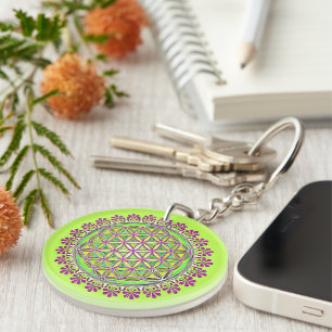 Flower Of Life - Vintage Blossom Ornaments 1 + 2 Key Ring