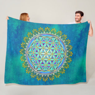 Flower Of Life - Vintage Blossom Ornaments 1 Fleece Blanket