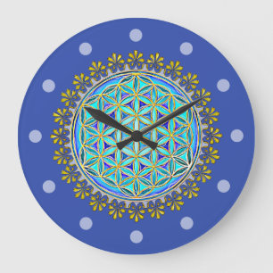 Flower Of Life - Vintage Blossom Ornaments 1 Large Clock