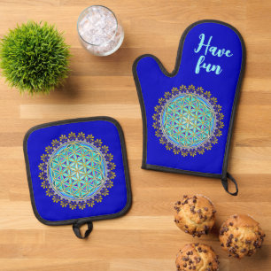 Flower Of Life - Vintage Blossom Ornaments 1 Oven Mitt & Pot Holder Set