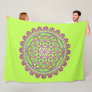 Flower Of Life - Vintage Blossom Ornaments 2 Fleece Blanket