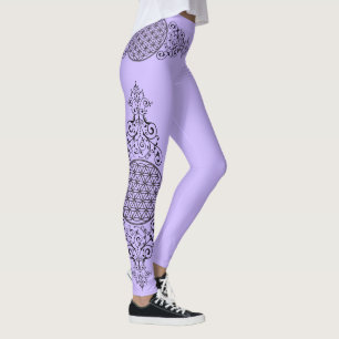 Flower Of Life - vintage ornaments black 1 Leggings