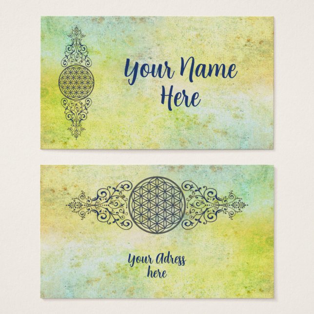Flower Of Life - Vintage Ornaments blue gold (Front & Back)