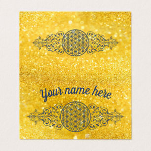 Flower Of Life - Vintage Ornaments blue gold Business Card