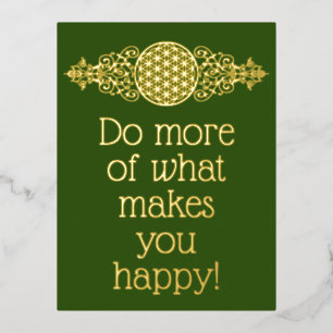 Flower Of Life - Vintage Ornaments blue gold Foil Holiday Postcard