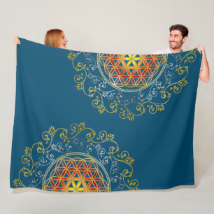 Flower Of Life - Vintage Ornaments Mandala 1 Fleece Blanket