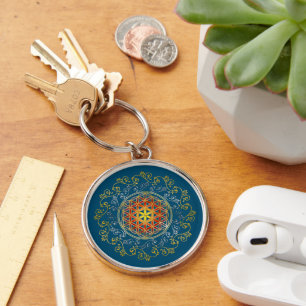 Flower Of Life - Vintage Ornaments Mandala 1 Key Ring