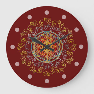 Flower Of Life - Vintage Ornaments Mandala 1 Large Clock