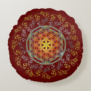 Flower Of Life - Vintage Ornaments Mandala 1 Round Cushion