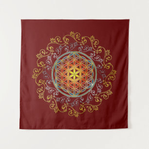 Flower Of Life - Vintage Ornaments Mandala 1 Tapestry