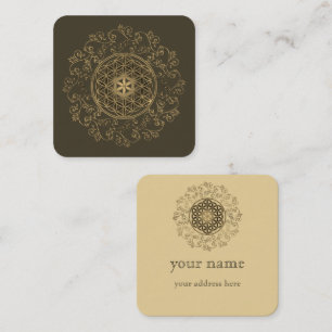 Flower Of Life - Vintage Ornaments Mandala 2 Square Business Card