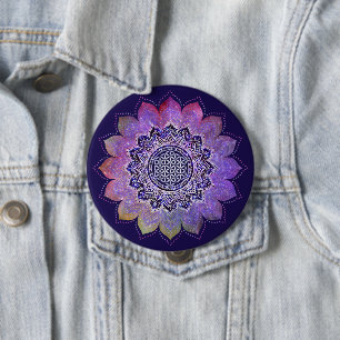 Flower Of Life - Vintage Style Galaxy Space 1 10 Cm Round Badge