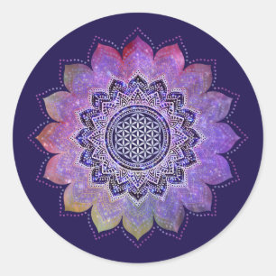 Flower Of Life - Vintage Style Galaxy Space 1 Classic Round Sticker