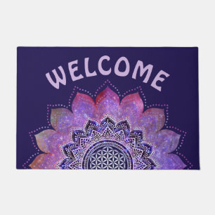 Flower Of Life - Vintage Style Galaxy Space 1 Doormat