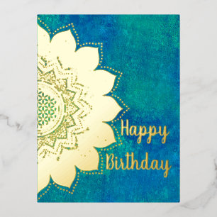 Flower Of Life - Vintage Style Galaxy Space 1 Foil Holiday Postcard