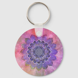 Flower Of Life - Vintage Style Galaxy Space 1 Key Ring