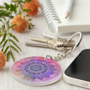 Flower Of Life - Vintage Style Galaxy Space 1 Key Ring