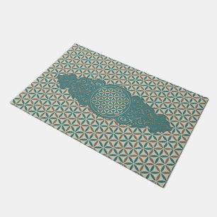 Flower of Life - vintage X & stamp pattern BG 1 Doormat