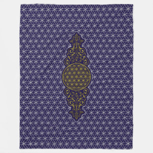 Flower of Life - vintage XI & silver pattern Fleece Blanket