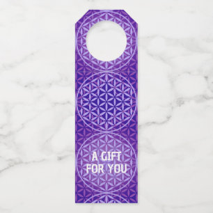 FLOWER OF LIFE - violet lila pattern Bottle Tag